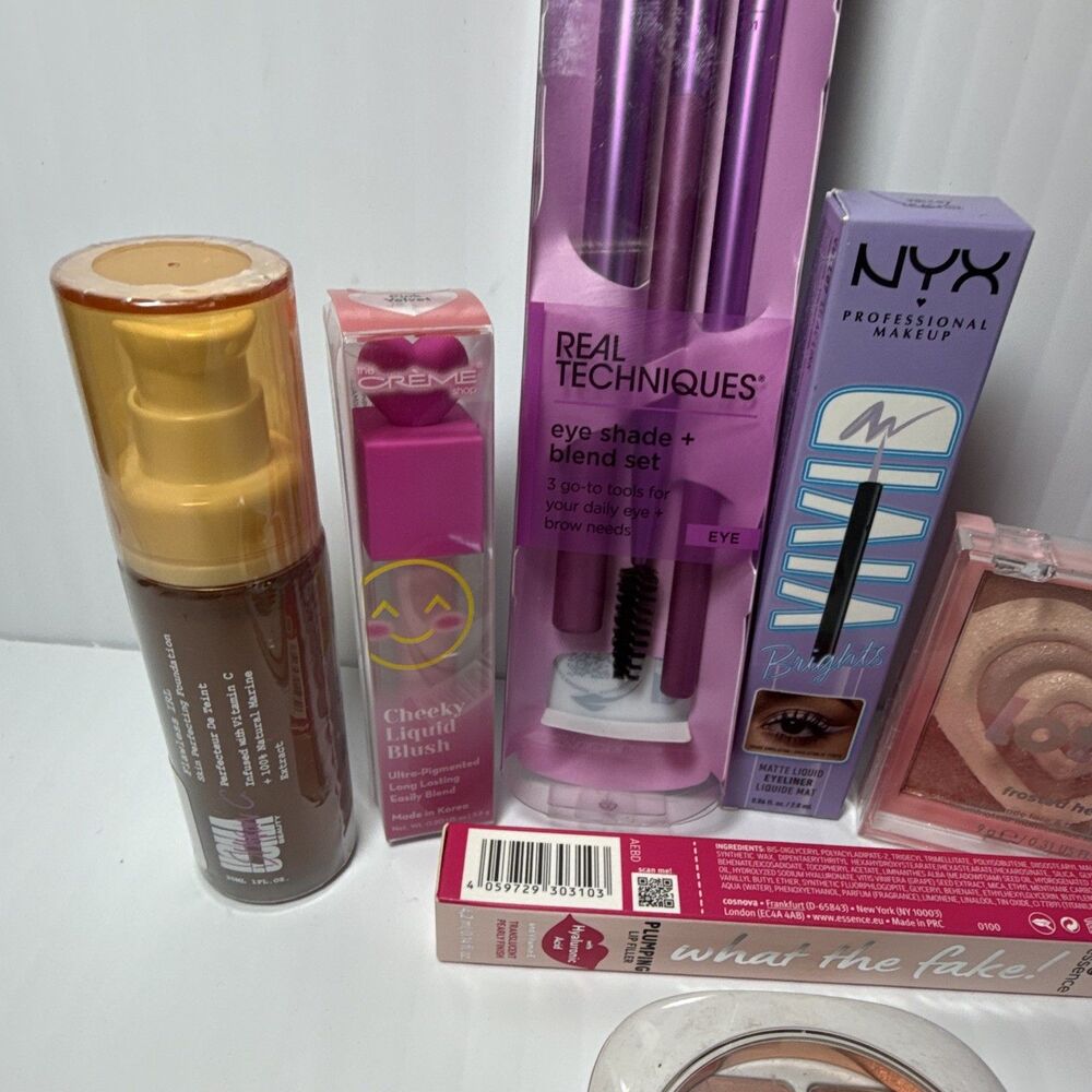 8pc FLOWER Petal Play Shadow Quad, NYX Vivid Brights Liner, Real Techniques Set - Picture 2 of 16